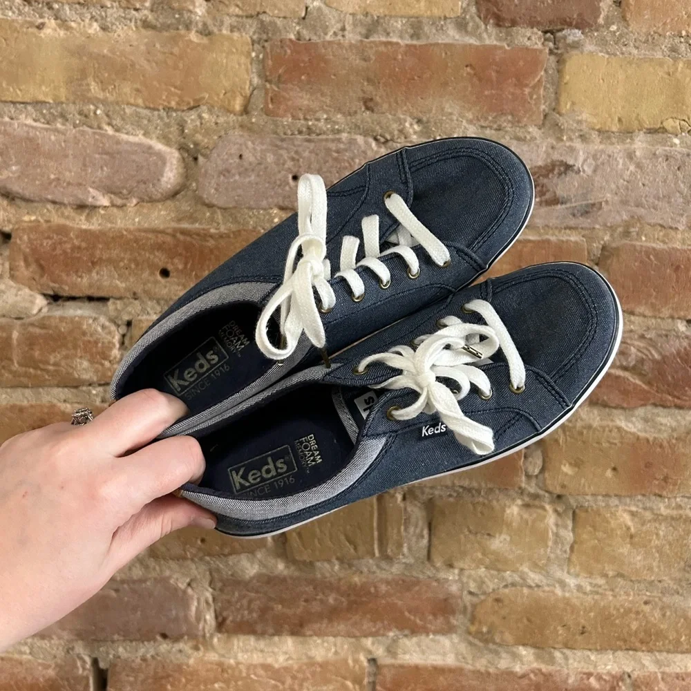 Keds Women's Centre II Chambray Denim Blue Sneakers - Picture 2 of 8